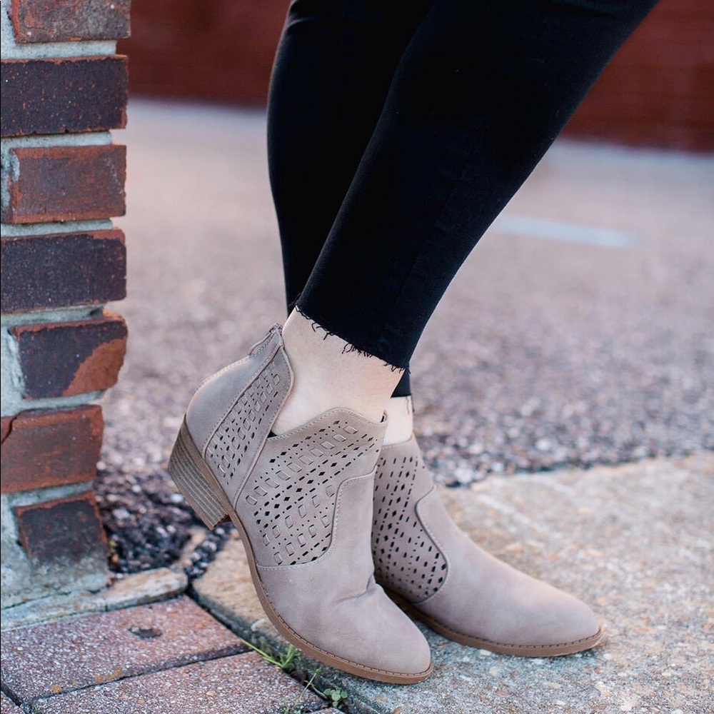 Taupe Woven Detail Bootie